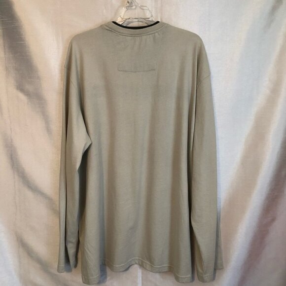 Vintage  G.H. Bass& Co. Long Sleeve Crew Neck Mens 2XLg Beige with Grey Stripe - Picture 7 of 8
